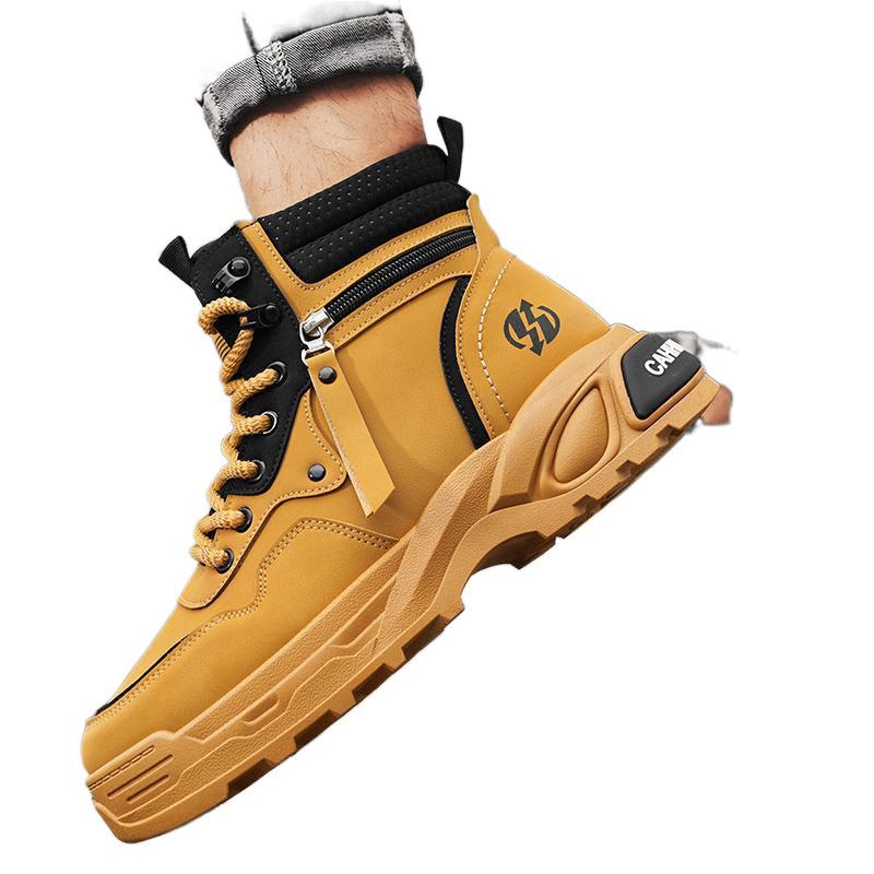 Men's shoes winter new thick soled casual sports outdoor hiking leather surface versatile workwear labor protection shoes