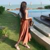 YYFS Women's Fashion Summer Spring Solid Color Print Sleeveless V-Neck High Waist Casual Dresses