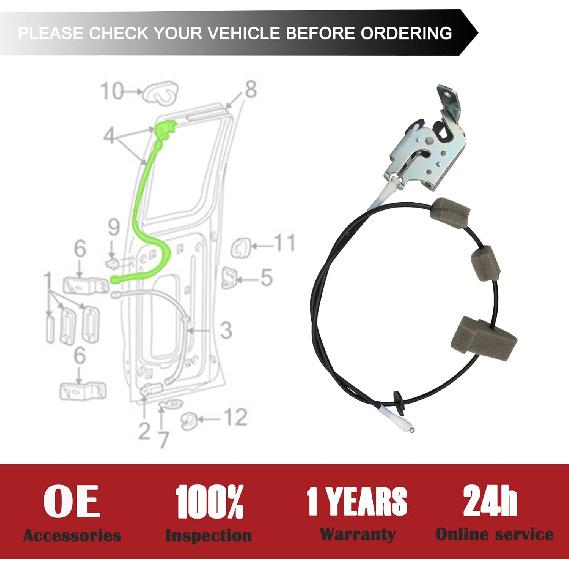 TQPONLY Horní západka a lanko zadních dveří Kompatibilní s Ford E150 E250 E350 Econoline Van 1992-2019 Strana spolujezdce Nahrazuje AC2Z-15264A26-B