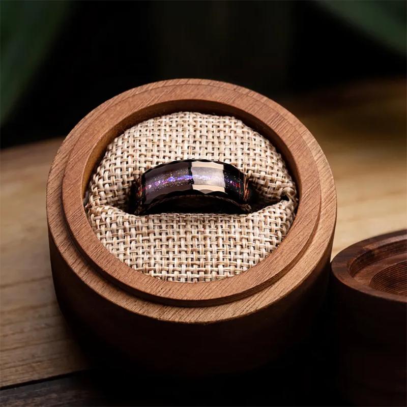 Black Tungsten Carbide Ring for Men Galaxy Engagement Wedding Band Fashion Jewelry Durable Comfort Fit