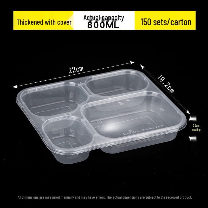 Disposable 4-Compartment Meal Prep Containers