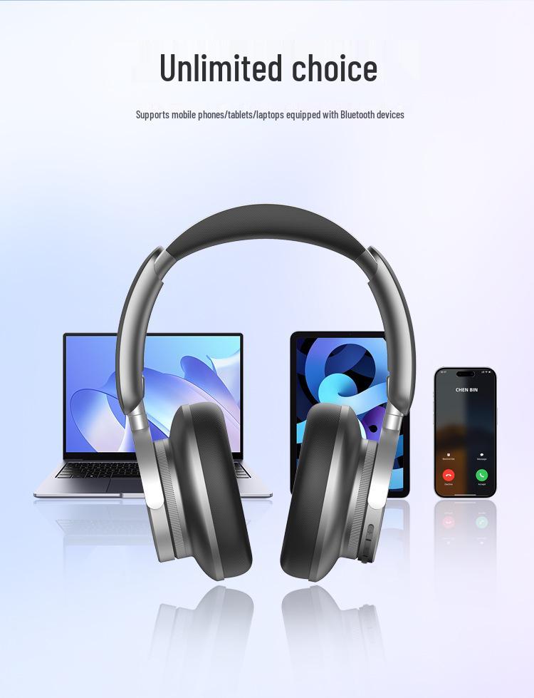 Active Noise-Canceling Over-Ear Bluetooth Headphones with Customizable ANC