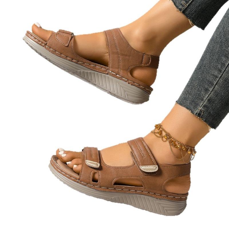 Women’s Platform Hook-and-Loop Slide Sandals Open-Toe Summer Shoes