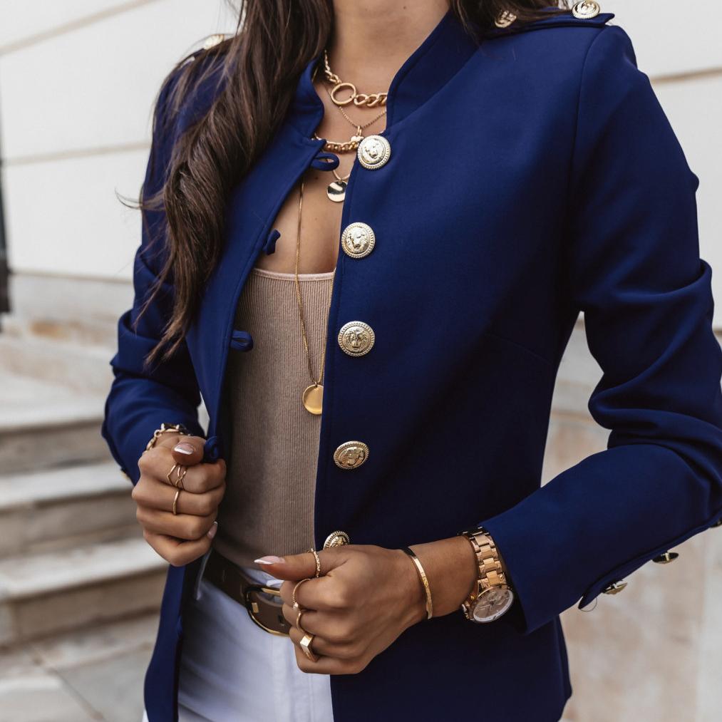 Dámské Bundy Podzimní Vintage Ležérní Pracovní Outwear Dámské Streetwear Chaqueta Dlouhý rukáv Jednobarevné Slim Fit Kabáty