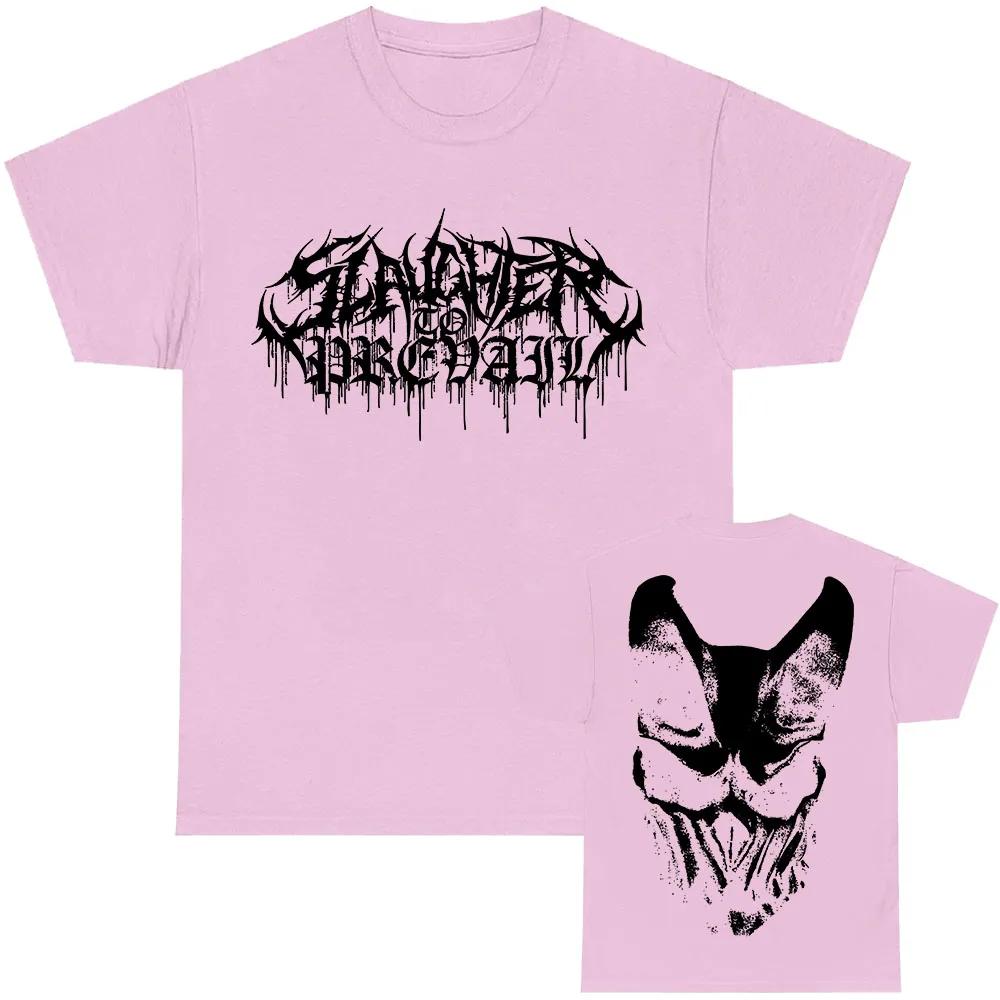 White Logo Mask Graphic Tees SLAUGHTER TO PREVAIL Rock Band Tshirts Hip Hop Unisex Streetwear Cotton Short Sleeve Male T Shirt