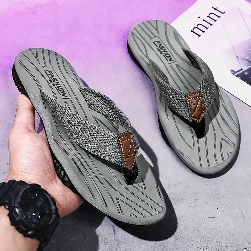 Men Flip Flop Fashion Mens Sandals Outdoor Soft Summer Slippers Size 39-46 Non-slip Outside Wear Thick Bottom Beach Shoes Slides