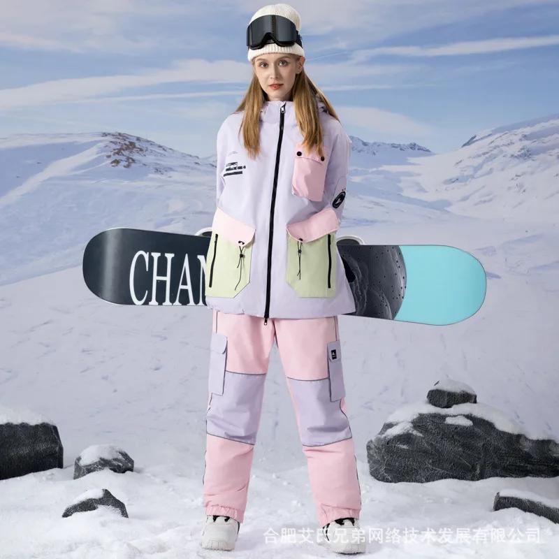 Ski Suit Set Windproof Waterproof Warm Breathable Men s And Women s Wear-resistant Skiing Clothes And Pants S