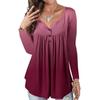 Women's Top Long Sleeve Loose Floral Print Half-button Top Pullover Oversized Pleated Tunic Tops
