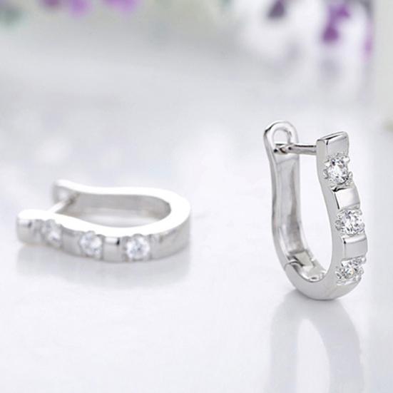 1 Pair Earrings Studs Luxury White Silver Plated Harp White Gemstones Hoop Earrings for Daily Life