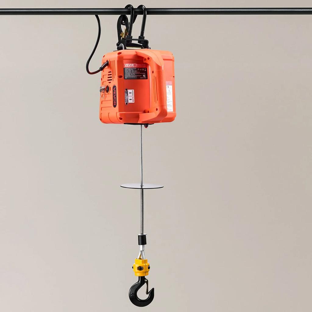 VEVOR 3-in-1 Electric Hoist Winch, 500 kg Capacity, 1500W Portable Electric Power Winch, 7.6 m Lifting Height, 5 m/min with Manual