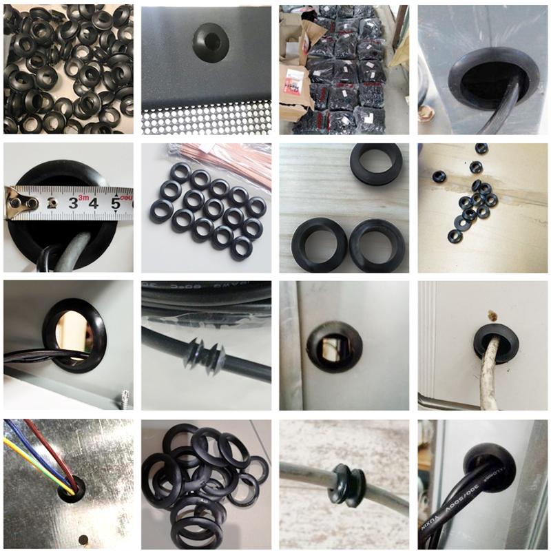 Schwarz/Weiß Gummi Doppelseitig Schutzspirale ID 3-70mm Dichtring Tüllen Kabeldurchführung Drahtverteilerdose Durchführungsdraht
