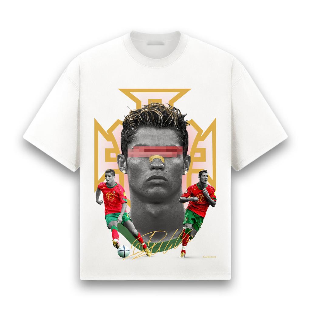 Cristiano Ronaldo Printed T-shirt Oversize Y2k Men Women Short Sleeve T-shirt Cotton Heavyweight High Quality Female Male Clothing