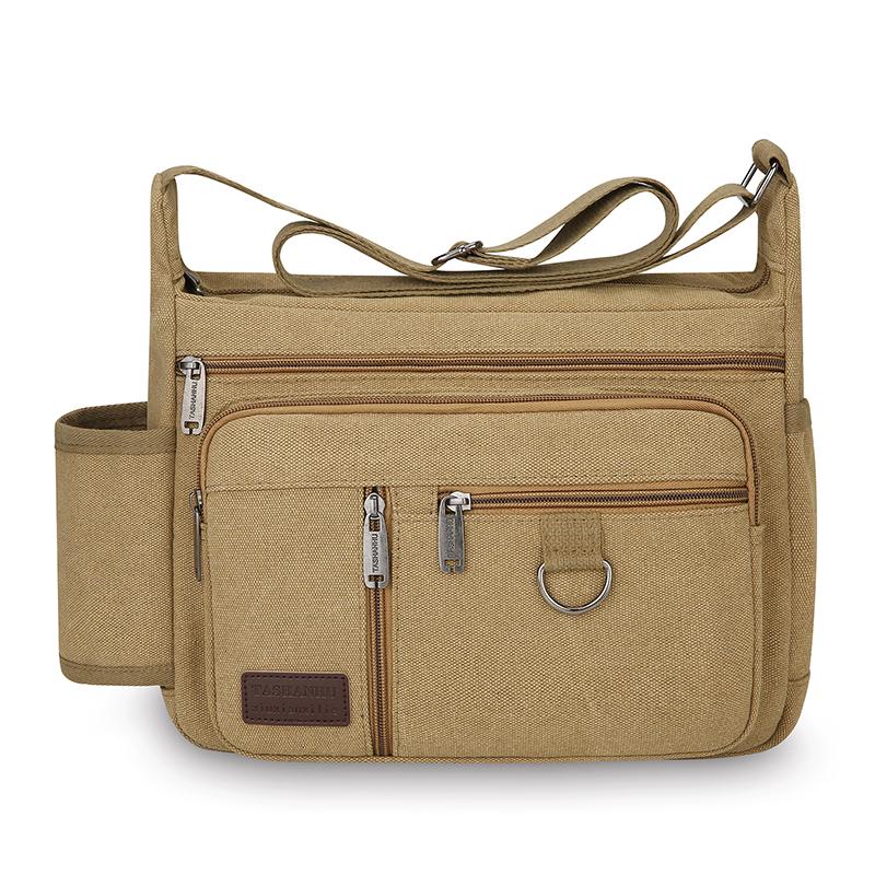 

Винтажная холщовая сумка кроссбоди для мужчин - Модная наплечная сумка-тоут-мессенджер (Прочный дорожный и повседневный ручной кладь) M хаки