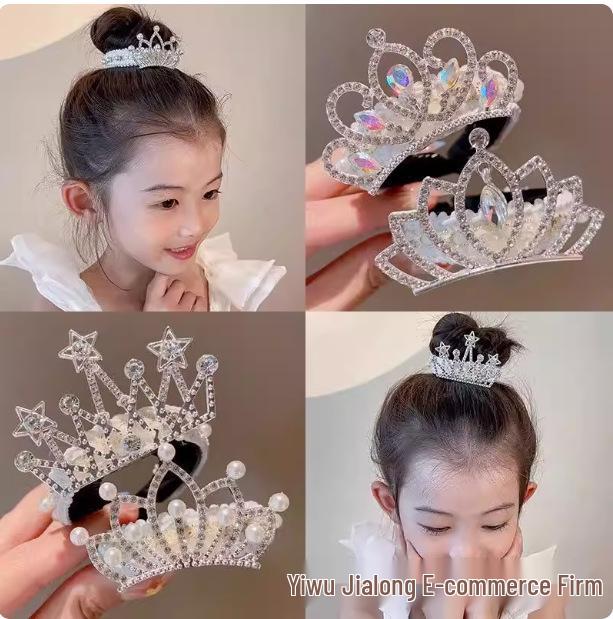Princess Faux Pearl Crown Hair Bun Maker for Girls