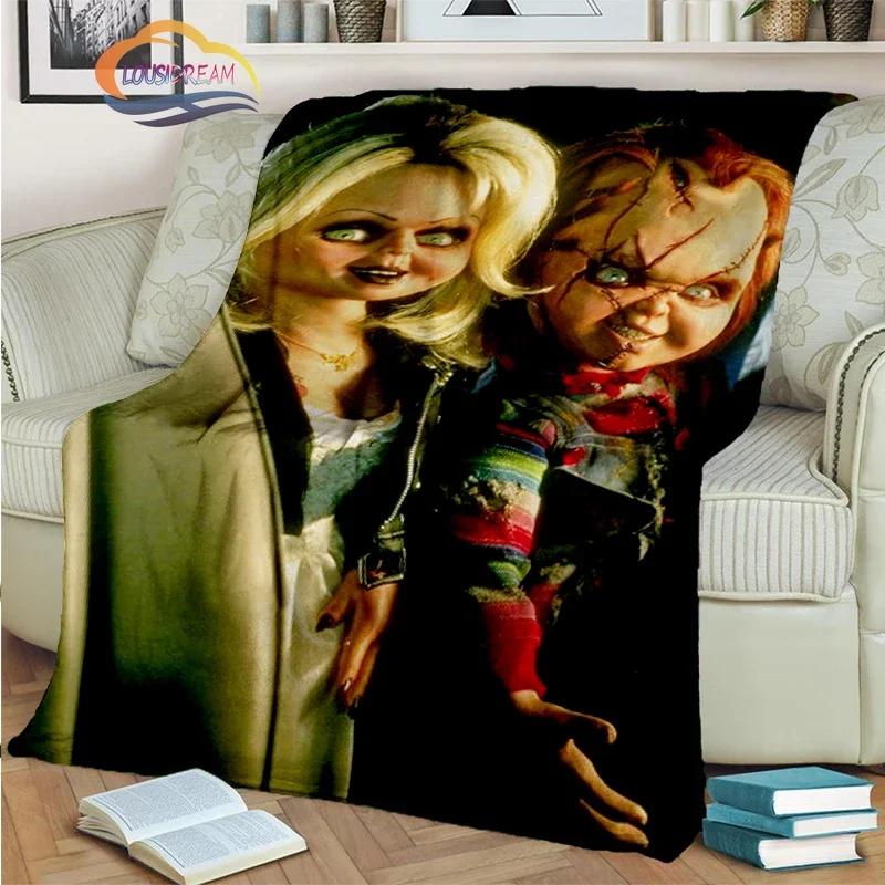 

Horror Movie Chucky Throw Blanket and Tiffany Flannel for Couch Bed Sofa Halloween Lightweight Fan Gifts throw blanket 75cmx90cm