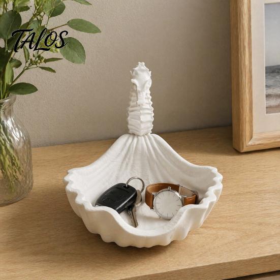 Necklace Bracelet Holder 3D Printed Seahorse Shell Jewelry Tray for Rings Necklaces Bracelets, Ocean Creative Gifts Lovers Style Desktop Organizer,