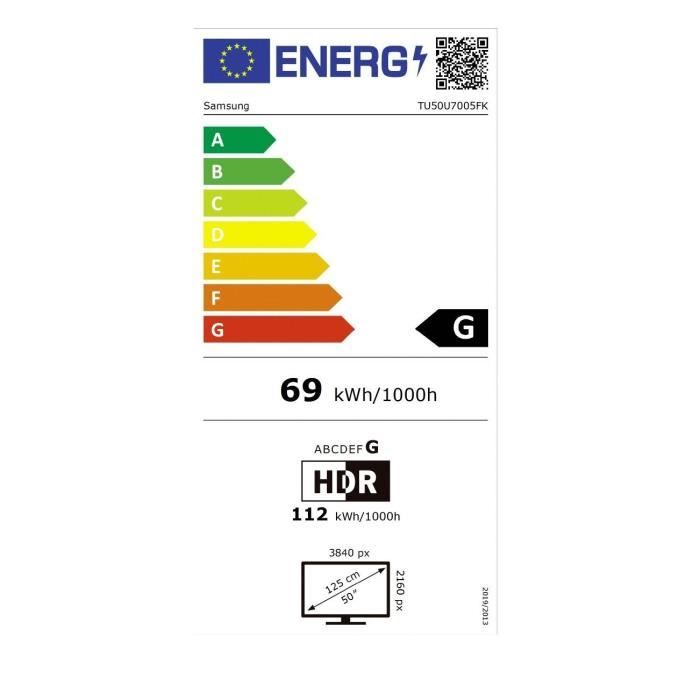 Samsung TU50U7005F - TV LED 50" (127 Cm) - 4K UHD 3840x2160 - HDR10+ - Smart TV - Gaming Hub - 3xHDMI - WiFi
