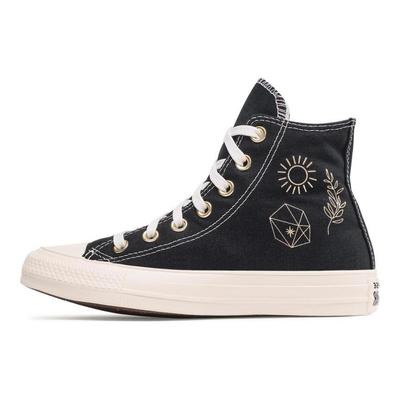 Chuck Taylor All Star Everyday Versatile High Top Espadrilles Women's Black & White Gold Foil Print