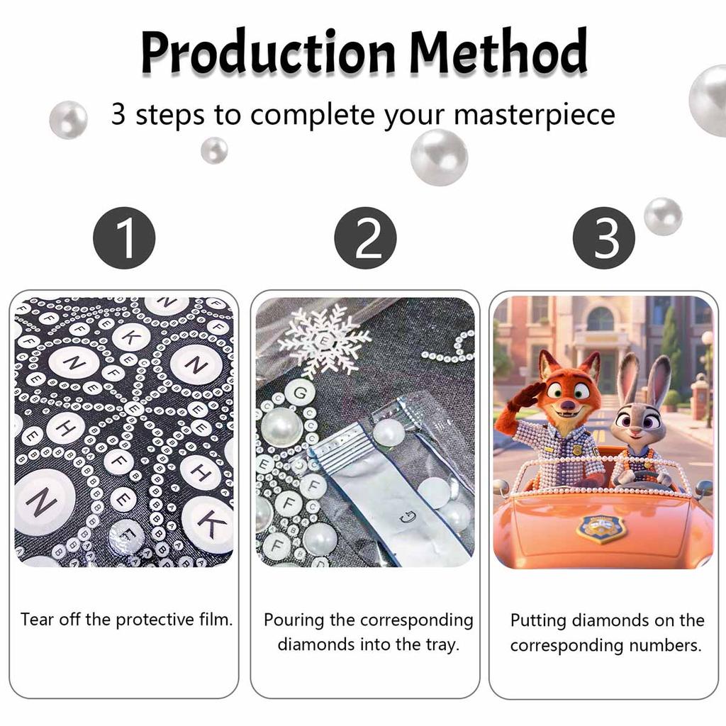 Disney Pearl Art DIY Kit Nick Judy Pearl Gemstone Painting Home Wall Decor Craft