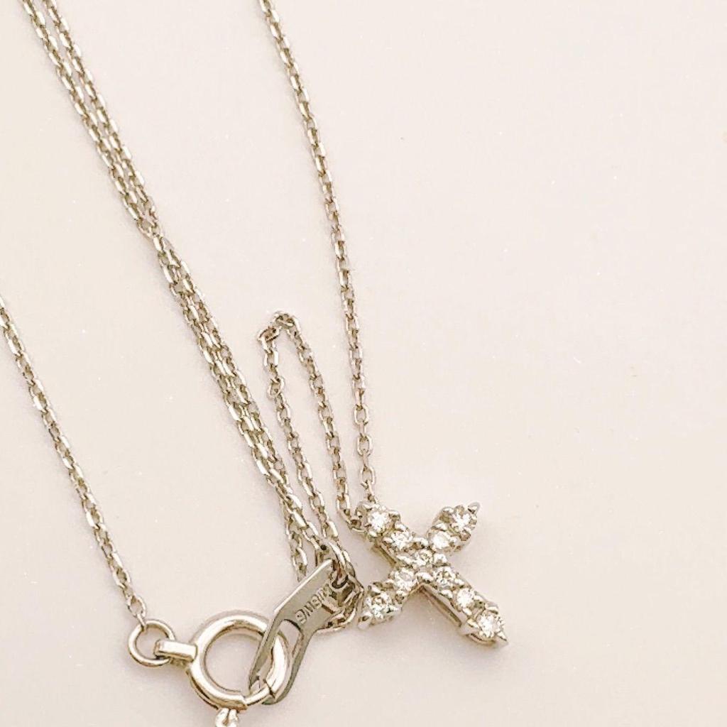 Used Star Jewelry Diamond Cross Necklace K18 WG