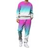 Men's Gradient Print Sweatshirt and Jogger Pants Set - Loose Fit Casual Two-Piece Outfit