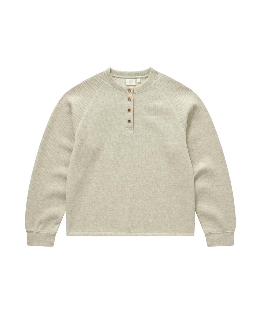 COVERNAT WOMAN Henley Neck Sweatshirt Oatmeal