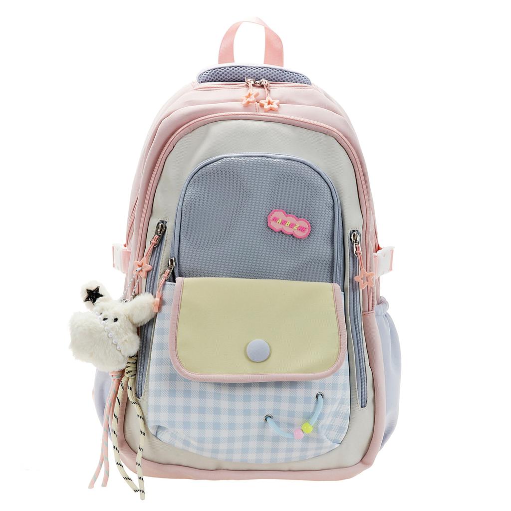 Schoolbag Schoolbag Female Korean High Value Ins New Dopamine Contrasting Color College Style Primary and Secondary School Students 1-1 Grade Backpack