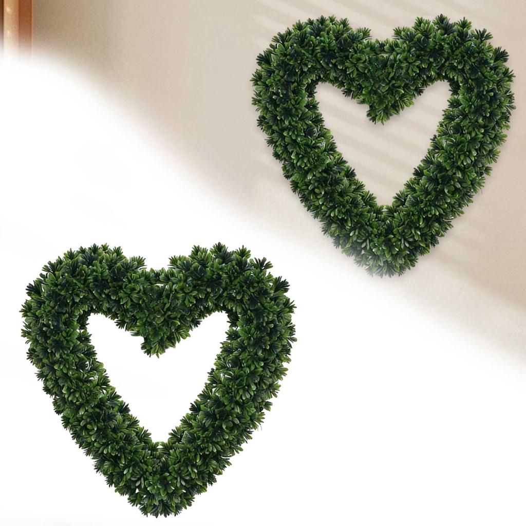 Heart Shaped Wreath Heart Love Garland Wall Hanging Sign Plastic Artificial Greenery Yard Signs for Home Farmhouse Window Decor