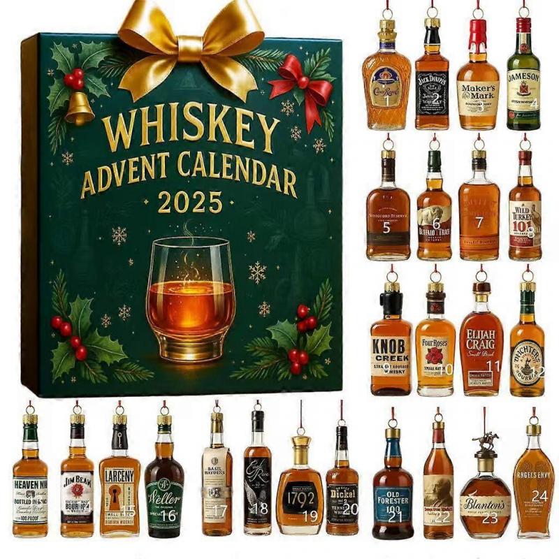 2025 Whiskey Advent Calendar - 24 Days Premium Whiskey Tasting Experience for Christmas Countdown, 2D Flat Plane Design with Airplane Box