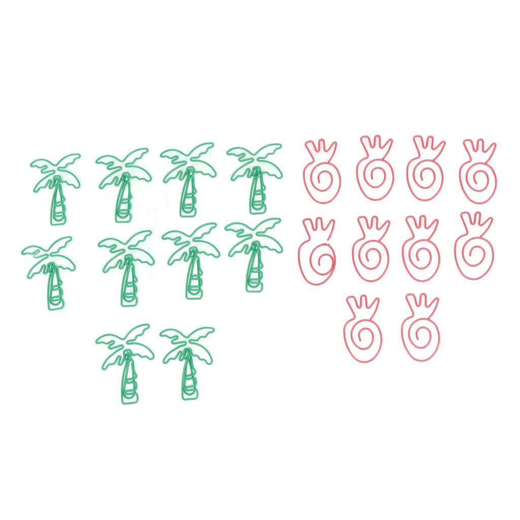 100pcs Paper Clips Portable Mini Electroplating Green Tree Pink Strawberry Shape Metal Paper Clips for Office
