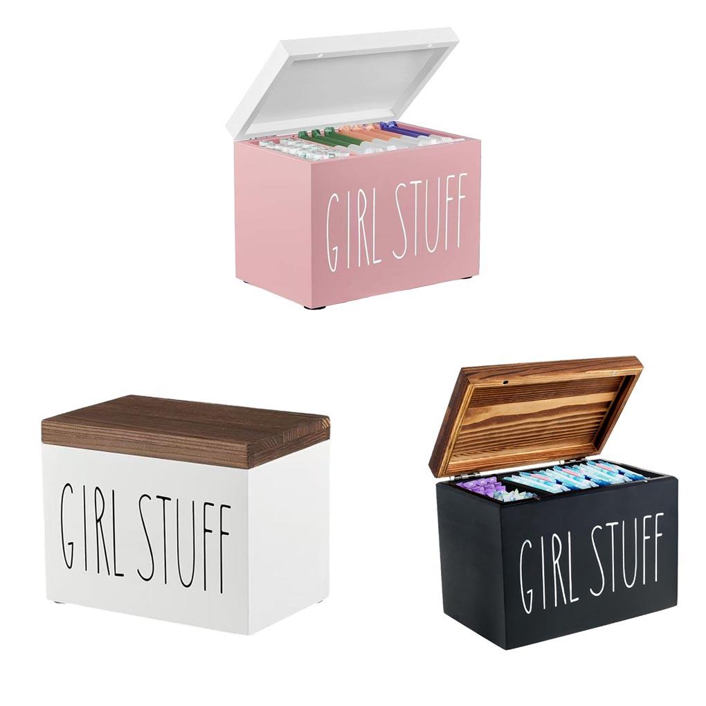 Rustikale Holz Badezimmer Aufbewahrungsbox Tamponhalter Für Frauen Periode Organizer Hygieneartikel Aufbewahrungsbox