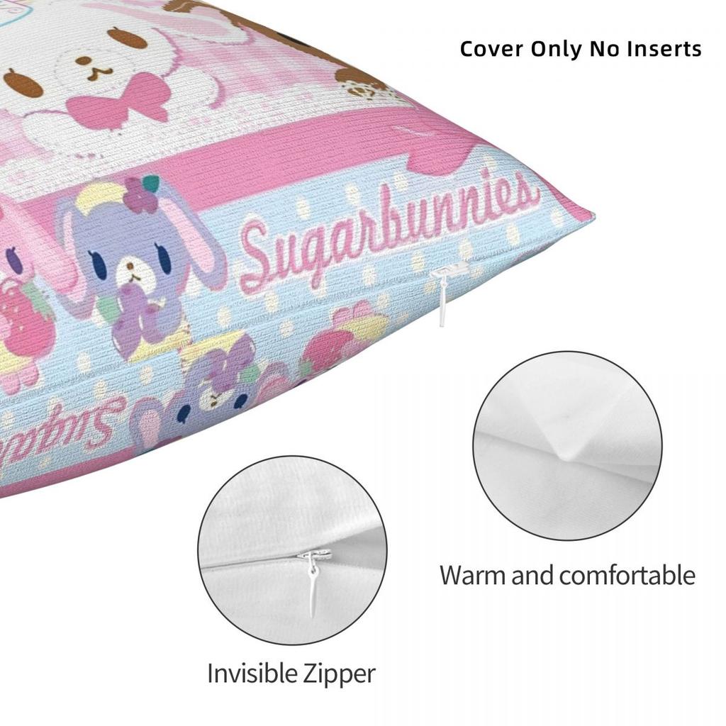 Sugarbunnies Anime Kuddfodral Polyester Dekorativ Kudde Söt Tecknad Rolig Kuddfodral