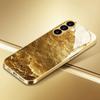 Gold-plated tempered glass phone case, compatible Galaxy S26, S25, S24, S23, and S22 Ultra Plus. Gold textured pattern.