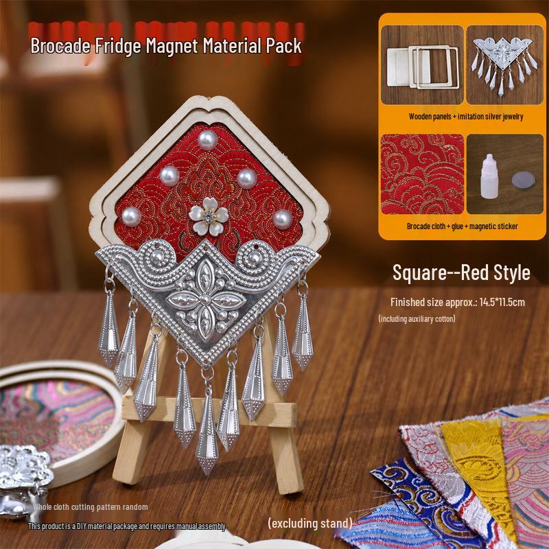 Sterling Silver Imitation Brocade Refrigerator Magnet DIY Kit for Dragon Boat Festival Parent-Child Handmade Activity & Cultural Team Building.