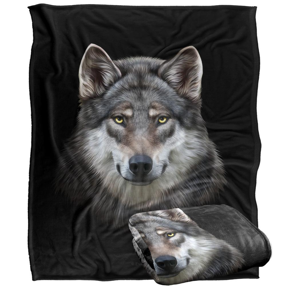 JQ Licensing En Silky Wolf Head Supersoft Blanket