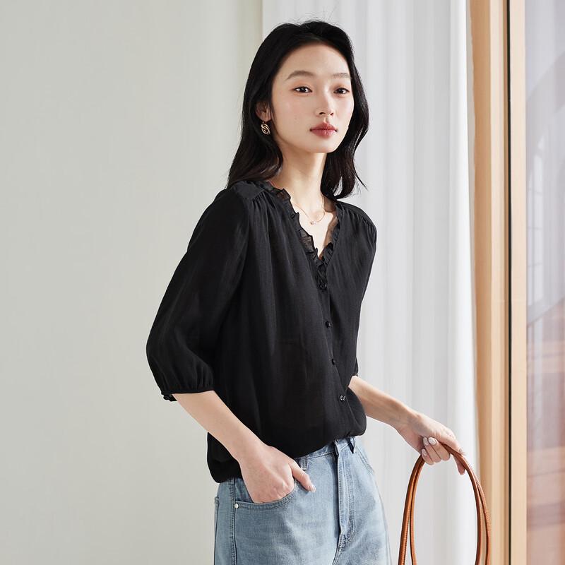 SOFSIL Women s French Retro V-Neck Loose Blouse XL
