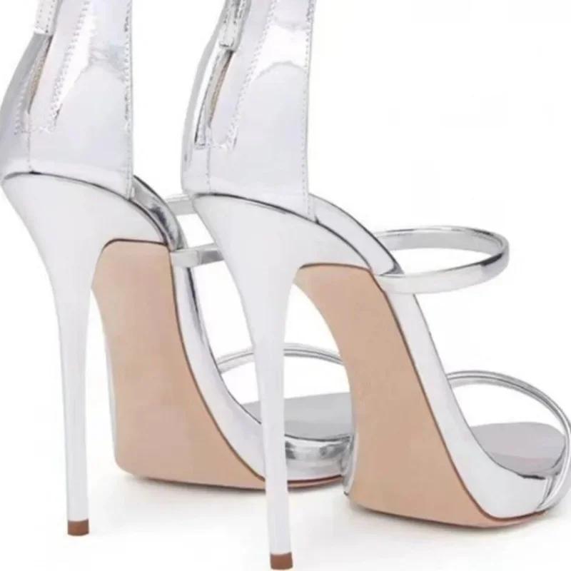 Women's 2025 Summer New High Heels Fashion Sexy Open Toe Fine Heeled Sandals Luxury High Quality Banquet Zipper Super High Heels