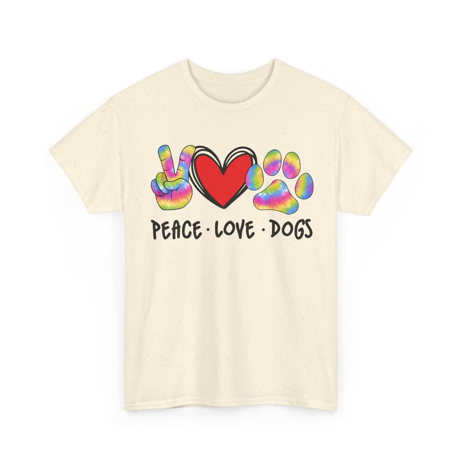 Dog Shirt, Peace Love Dogs Heart Dogs Pet Animals Lovers Shirt XL