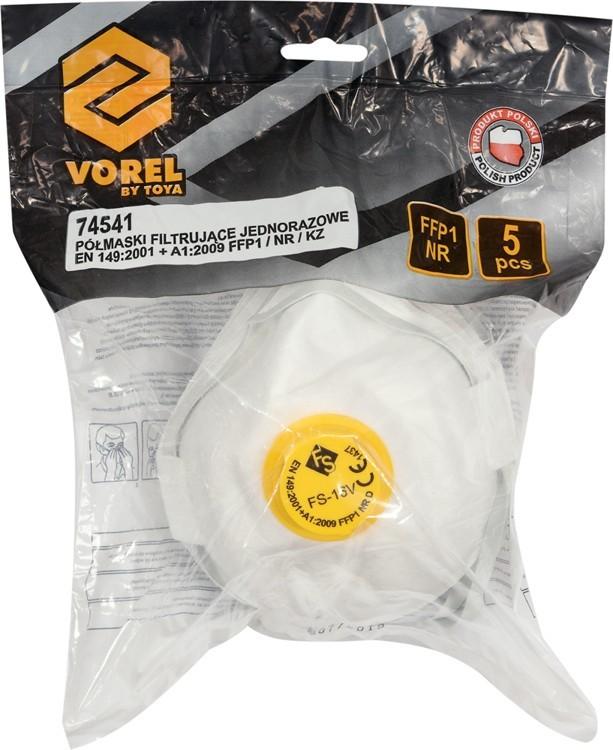 Disposable filtering half masks with valve (5 pcs) 74541 VOREL