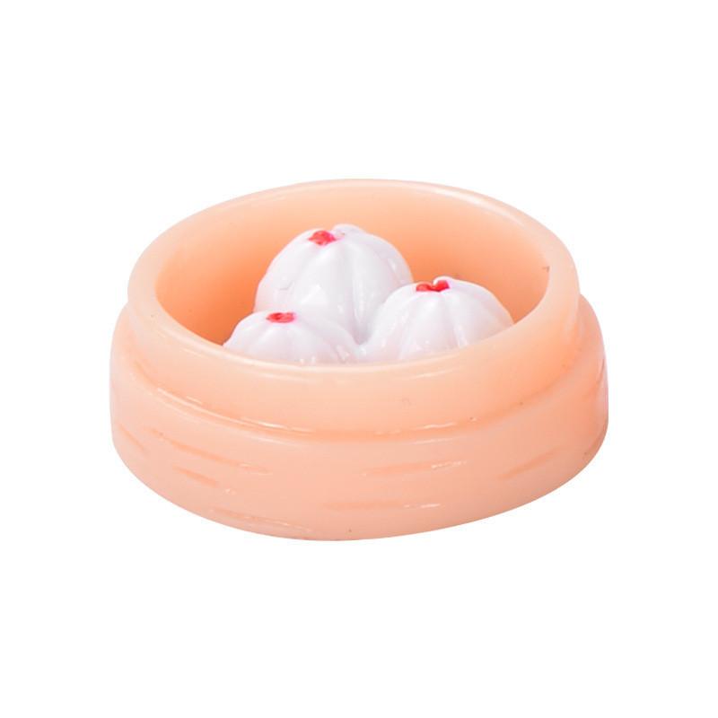 Miniature Resin Steamed Dumpling And Shaomai Food Figurines Cute Micro Landscape Decor