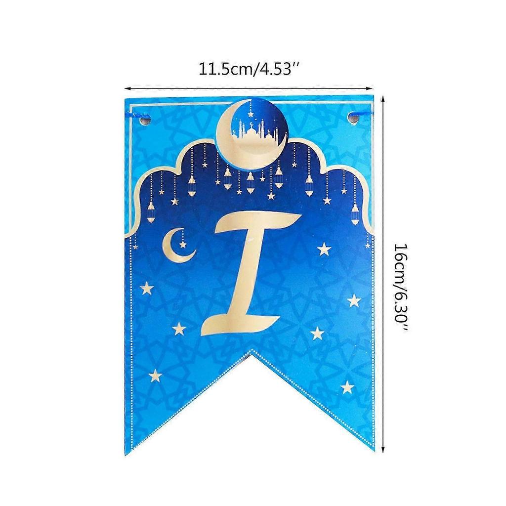 Eid Mubarak Blau für Banner 2022 Mond Stern Wimpelkette Hintergrund Dekoration für Islam Muslim Ramadan Party Wand Tür Dekoration Geschenk Zubehör