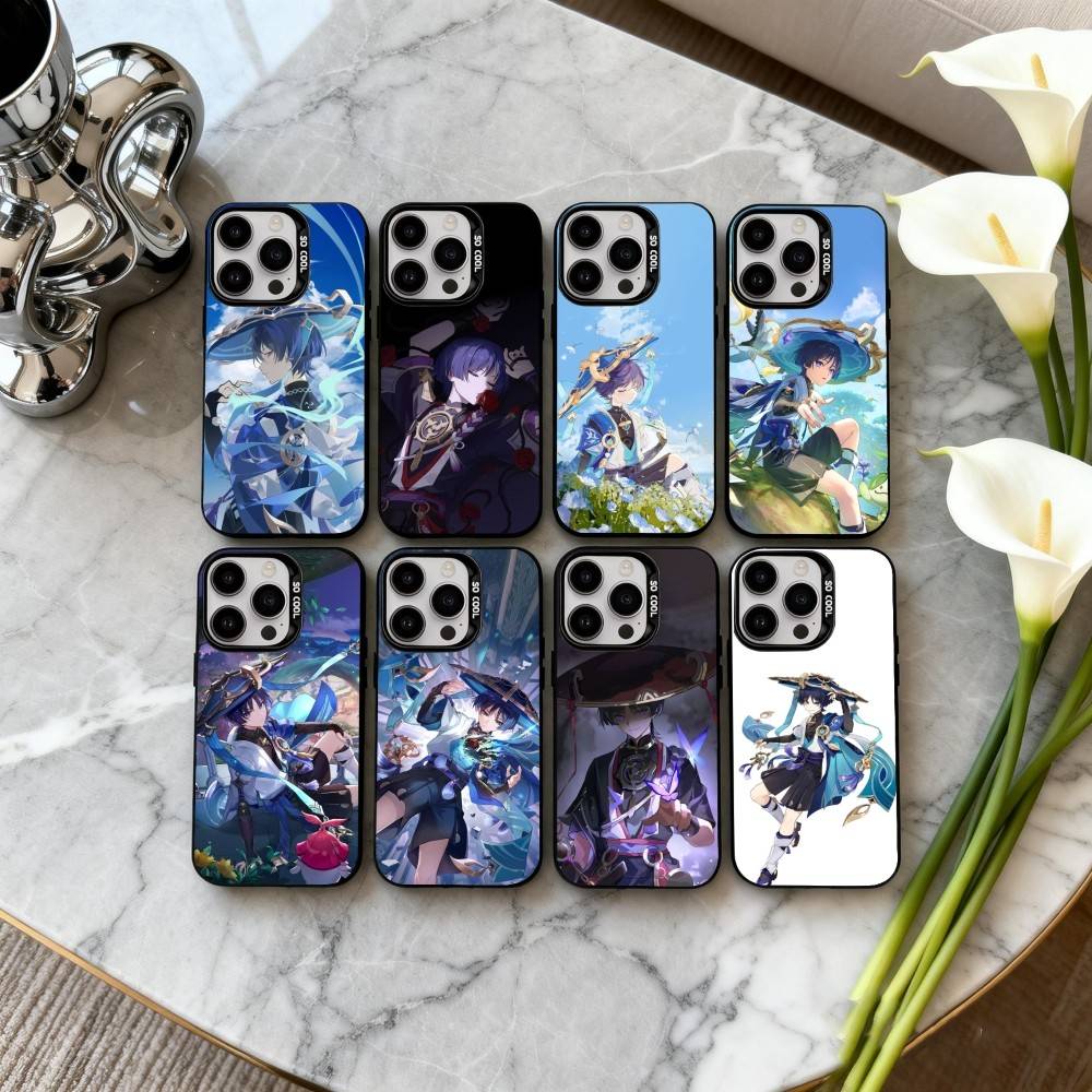 S-Scaramouches G-Genshin I-Impact-T Phone Case For iPhone17,16,15,14,13,12,11 Plus,Pro Max Candy Silver Plated Inside Cover