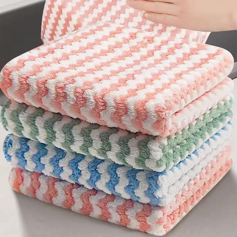 Cationic Coral Fleece Dishcloth Scouring Pad - Thick, Absorbent Kitchen Cleaning Cloth