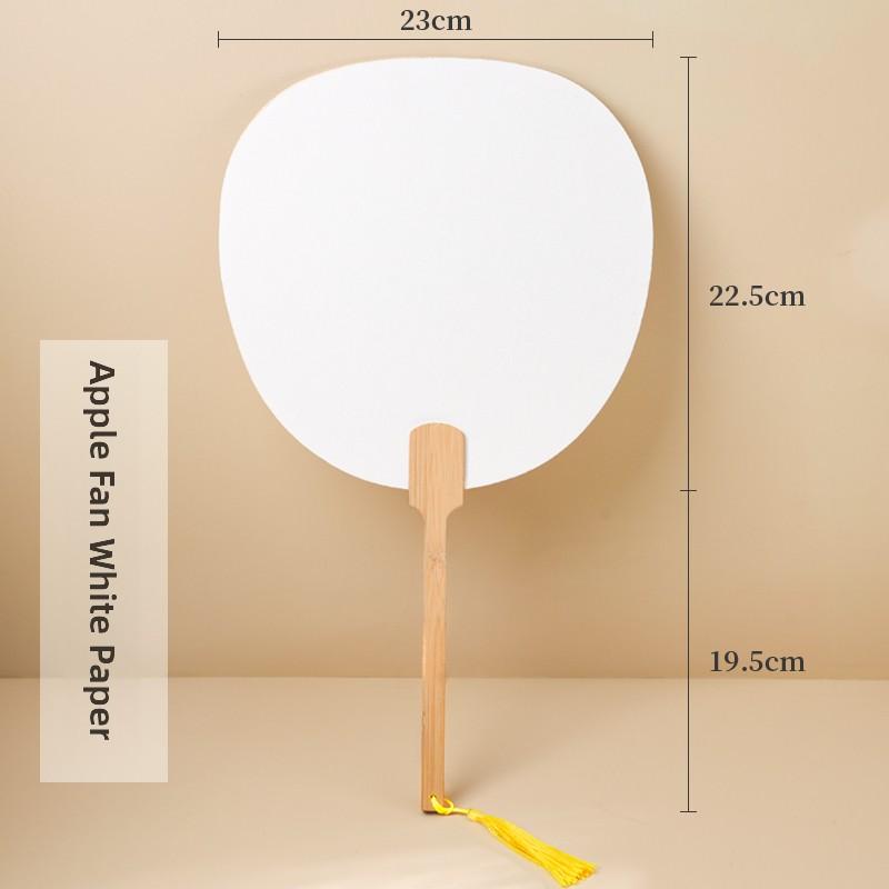 Thiened Blank Xuan Paper Calliaphy Fan DIY Material Kit Hand-Painted Cultural Creative Fan round ape Bamboo Frame