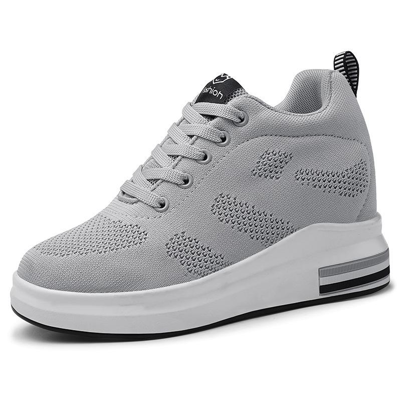 Spring And Autumn Breathable Mesh Heightening Sports Shoes Women'S Shoes Korean Version Casual Shoes Platform White Shoes Travel Shoes Single Shoes