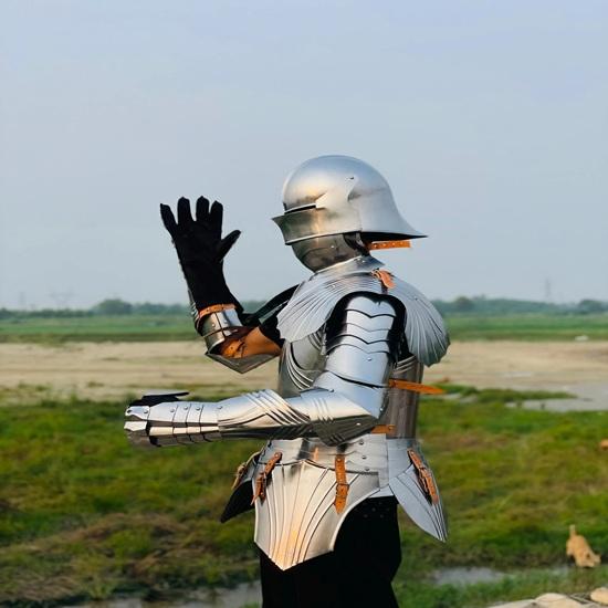 Středověký rytíř Německá gotická zbroj Oblek 15. století Larp Cosplay Oblek poloviční zbroje Nejlepší dárek