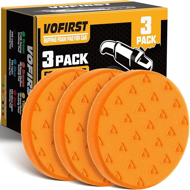 5 Inch Buffing Polishing Pads, 3Pcs Buffing Pads Green Heavy Cut Pad, 5.5 Inch Face For 5 Inch 125Mm Backing Plate Compound Buffing Sponge Pads For 5.5 - Inch