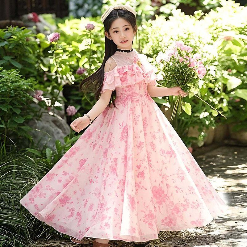 Girls' Summer Dress Children's Floral Princess Dress Vest Dress Girls' Summer Dress