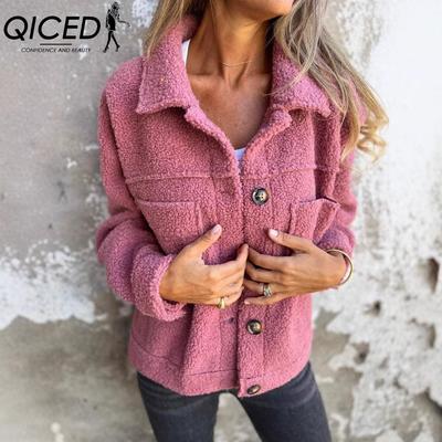Damen Vintage Lässig Karomuster Herbst Winter Langarm POLO Kragen Jacken & Mäntel