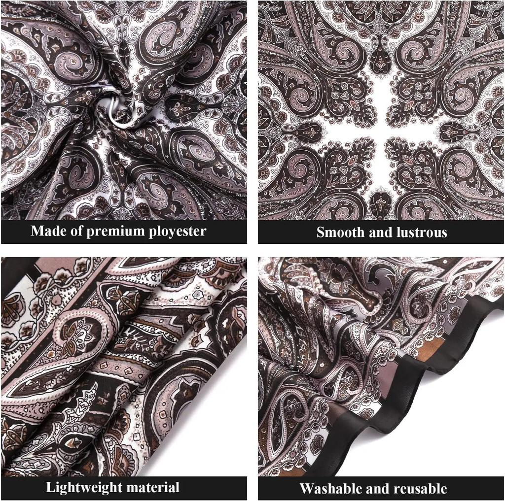 1 Pcs  Satin Head Scarf Silk Like Hair Scarf Stain Bandana Hair Wrap Neck Scarf for Women(Black)